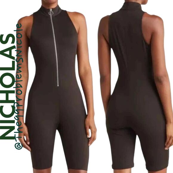 Nicholas Black Ribbed Romper - Picture 1 of 9